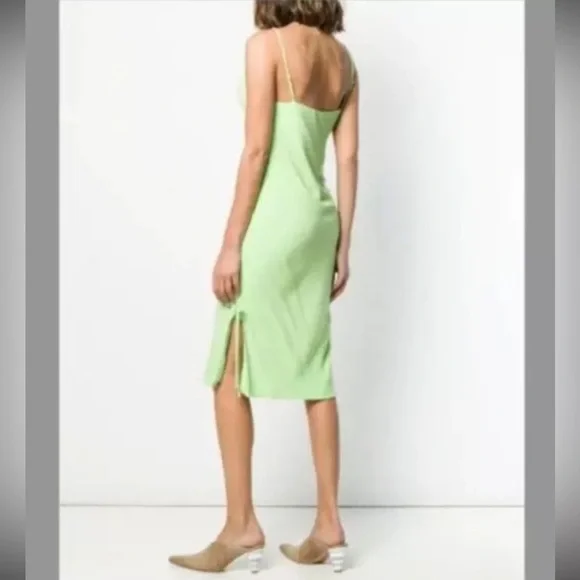 Staud convertible ruched mini neon green dress - Picture 3 of 6